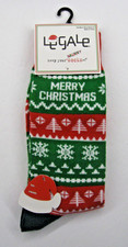 Legale Men's Christmas Socks Green Red Merry Christmas Sz 8-12 NWT