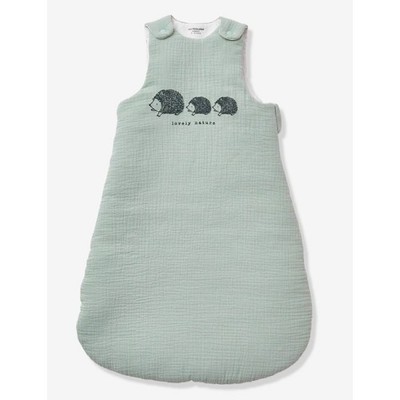 Vertbaudet 6-18M TOG 2.5 Sleep Sack Organic Cotton Gauze LOVELY NATURE green