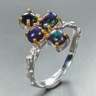 Jewelry gem Natural Black Opal Ring 925 Sterling Silver Size 7 /R461173