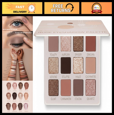 12-Piece Nude Eyeshadow Palette - Soft Pink Rose Shades, Matte & Shimmer, Travel