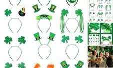St Patricks Day Headbands, Glitter Green Shamrock Headband St. 12 Pcs