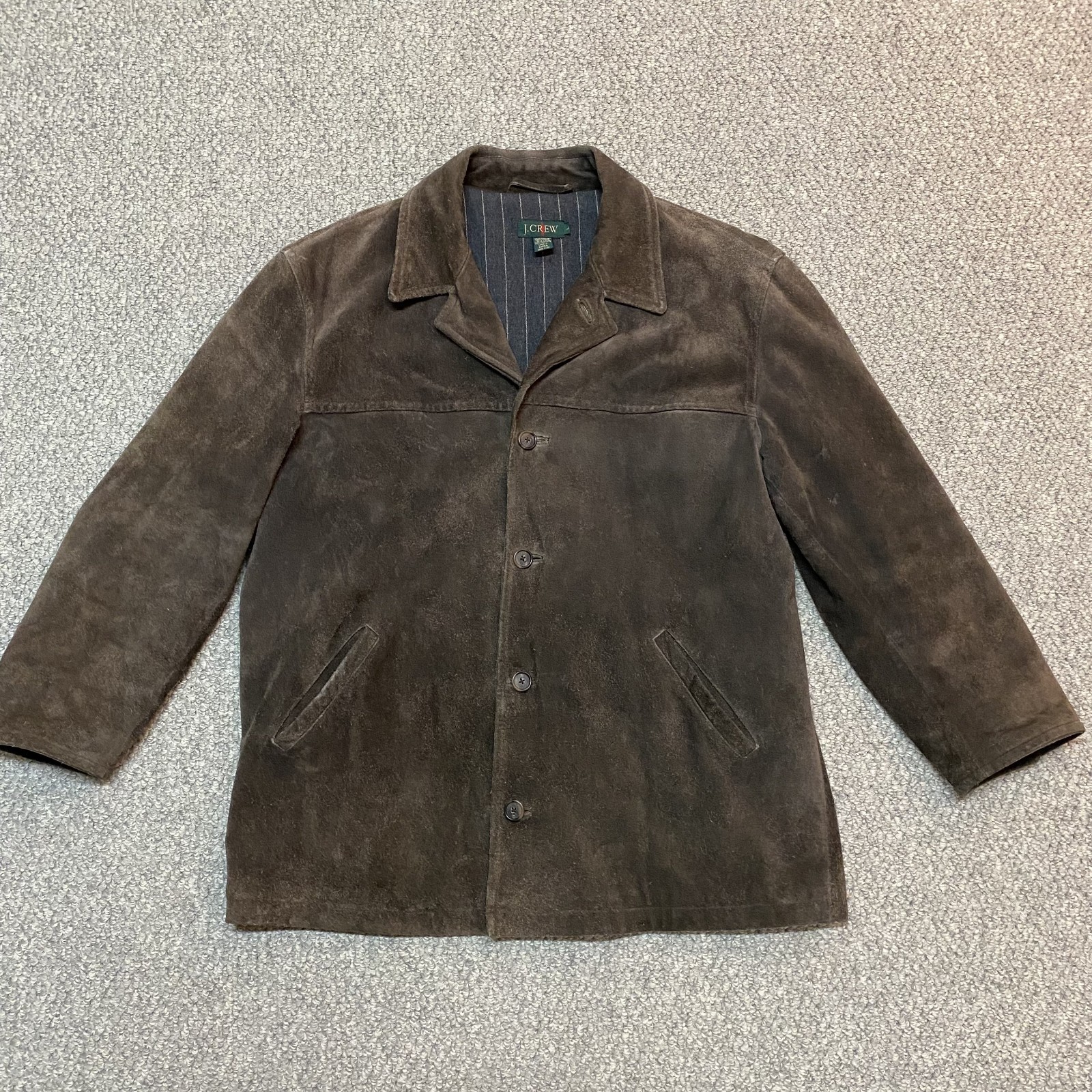 Vintage J Crew Oarsman Mens Jacket Large Brown Suede Leather Barn Chore Coat