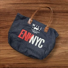 Will Leather ENKNYC Denim Tote Bag with Leather Handles
