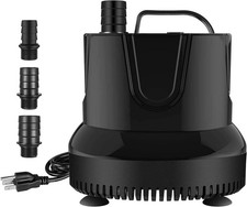 Submersible Water Pump - 800GPH, 3000L/H, 60W , 9.8ft High Lift, 3 Nozzles