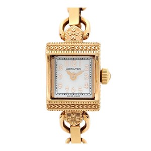 Authentic Hamilton American Classic Lady Wristwatch Gold Plated Quartz From Japan