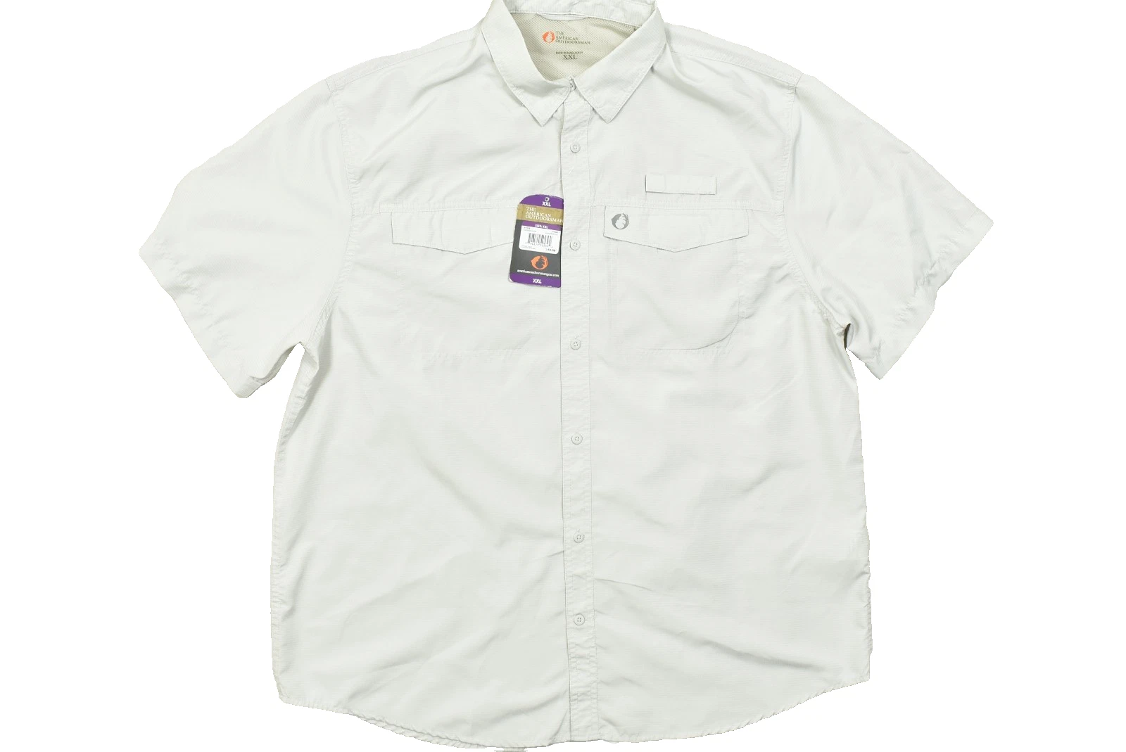 The American Outdoorsman Men XXL White Short Sleeve Fishing Hiking Utility Shirt