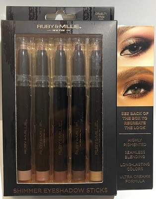 Shimmer Eyeshadow Sticks 5 Beautiful Shades by Ruby & Millie NY