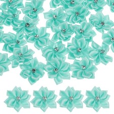 100 PCS Satin Ribbon Flowers, 1.2" Fabric Flowers for Crafts Light Green 