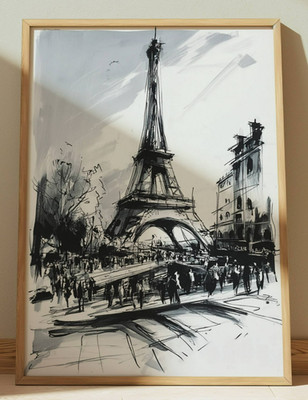 EIFFEL TOWER PARIS FRANCE INK DRAWING PRINT SKETCH 8'' x 10'' EIFFEL TOWER FRANCE