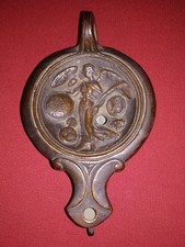 Öllampe Antike römisch museale Anfertigung Buntmetall 755g 17cm Schön!