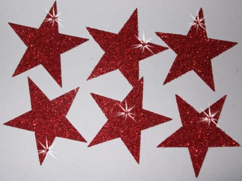 FABRIC GLITTER 2inch 50mm STARS IRON-ON HOTFIX T-SHIRT TRANSFER PATCH applique - Picture 8 of 12