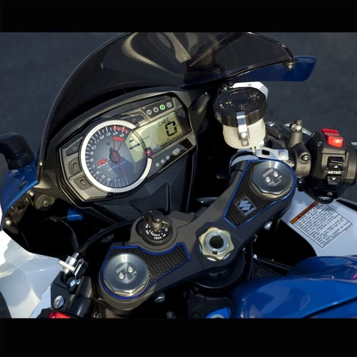 Handle Yoke Cover Chrome Blue/Black Sticker Pad 09-23 Suzuki GSX-R1000 GSXR 1000 - Foto 2 di 5