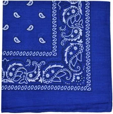 NEW MEN'S 12 PACK COTTON PAISLEY HEAD WRAP SCARF WRISTBAND BANDANA ROYAL BLUE
