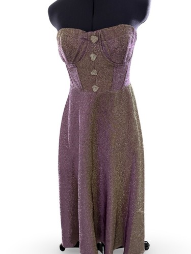 Nocturne Dress Strapless Lavender Ombre Heart-Shaped Buttons, L - Picture 11 of 17