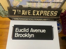 NYC SUBWAY ROLL SIGN EUCLID AVENUE LARGE FONT BROOKLYN EAST NY IND FULTON PITKIN