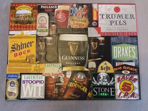 Original Art On Canvas Craft And Imort Beer Collage Man Cave Wall Decor Gift Ebay