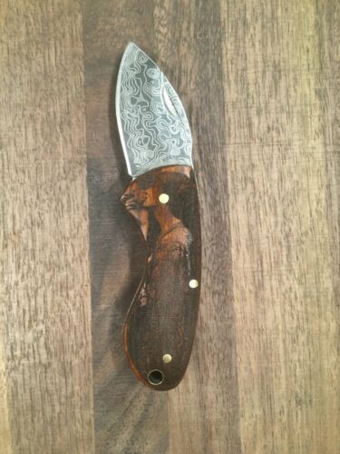 Mini Knife Custom Engraved Soul of the Rose Wood Handle Folding Knife