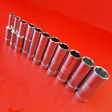 NEW Craftsman Easy Read 4-14mm 1/4" Drive Metric Deep 6 Point Socket Set 11 Pc