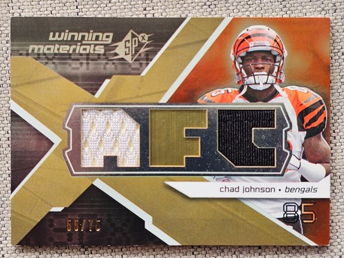 CHAD JOHNSON 2008 SPx WINNING MATERIALS GU GAME-USED JERSEY /75 FOOTBALL CARD
