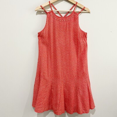 Toad&Co Windsong Strappy Dress Guava Diamond Print Pockets Beachy Size Small