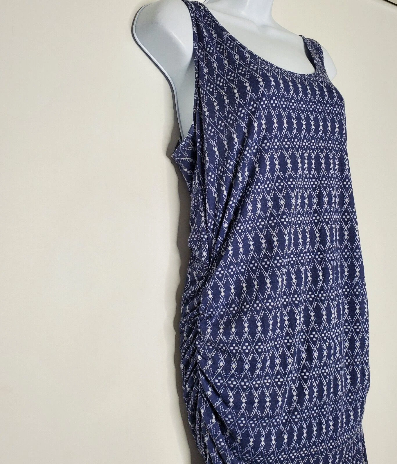 UNDERCOVER Maxi abito da donna blu Victorias Secret aderente geometrica taglia L spiaggia arricciata