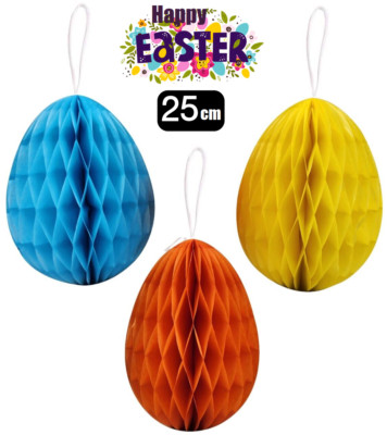 3 Easter Party Large Honeycomb Paper Tablescape Table Hanging Decoration 25cm