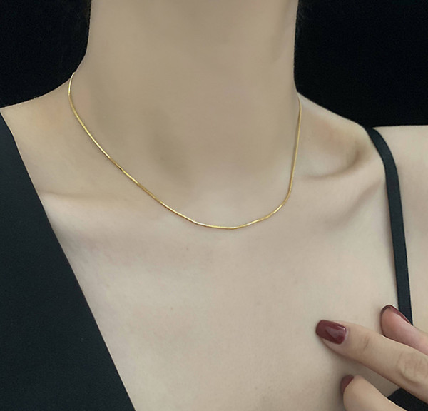 Alternate view of 18k Gold Plated Snake Round Chain Choker Necklace 16+2"