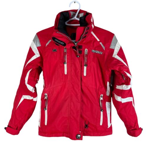 Vintage 90s Spyder Ski Jacket Womens XS Red Hood … - image 1