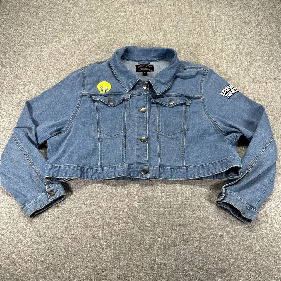 Chaqueta de mezclilla Lonney Tunes Members Only para mujer talla 3X azul piolín años plata Foto 2 de 4
