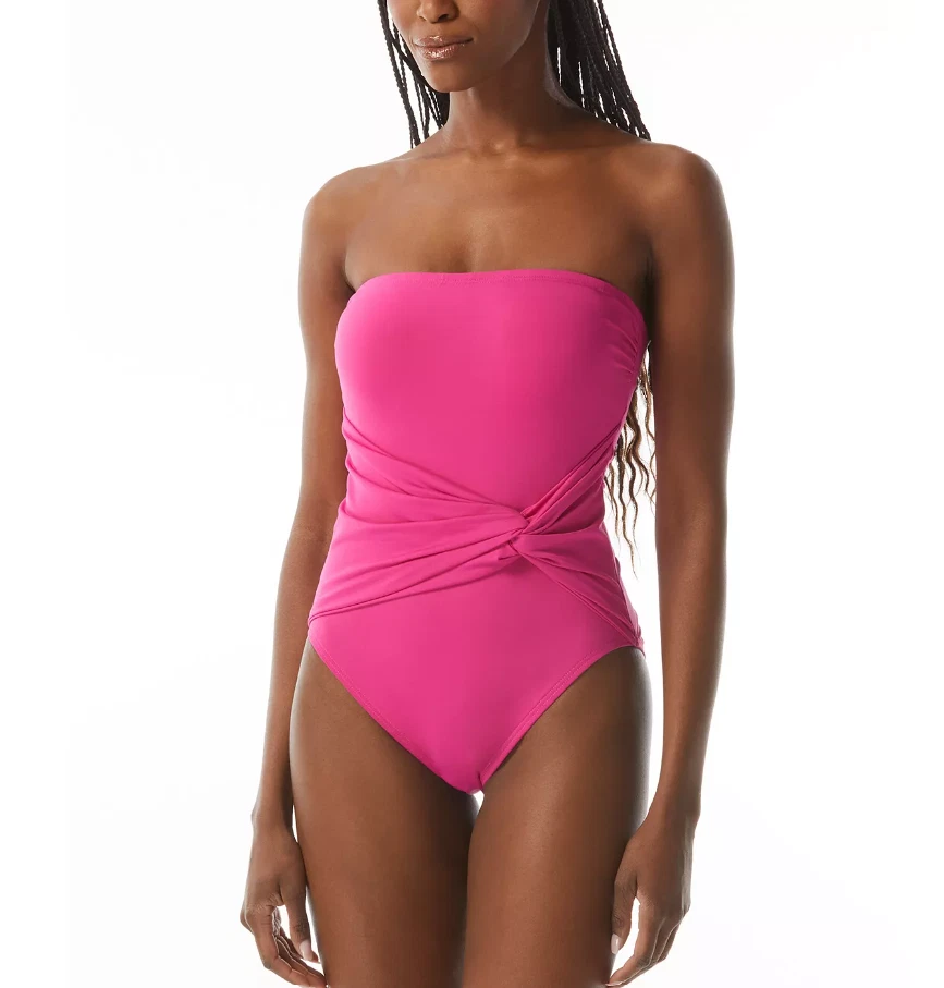 Knotted bandeau one piece swimsuit clearance