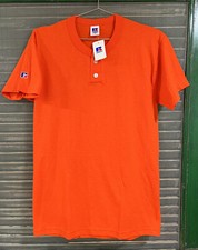 vintage Russell Athletic Adult Size S Orange Henley T-Shirt Blank NWT