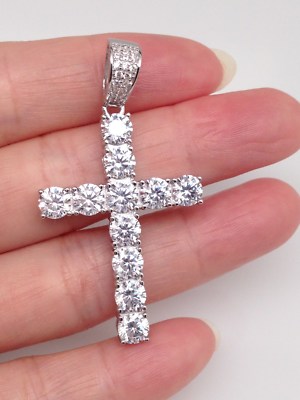 Sterling Silver 925 Cz Cross Pendant 
