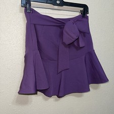 Zara Purple Belted Waist Tie Ruffle Skort Skirt Size S NEW