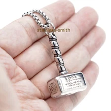 Stainless Steel Nordic Viking Men's Thors Hammer Mjolnir Pendant Necklace Chain