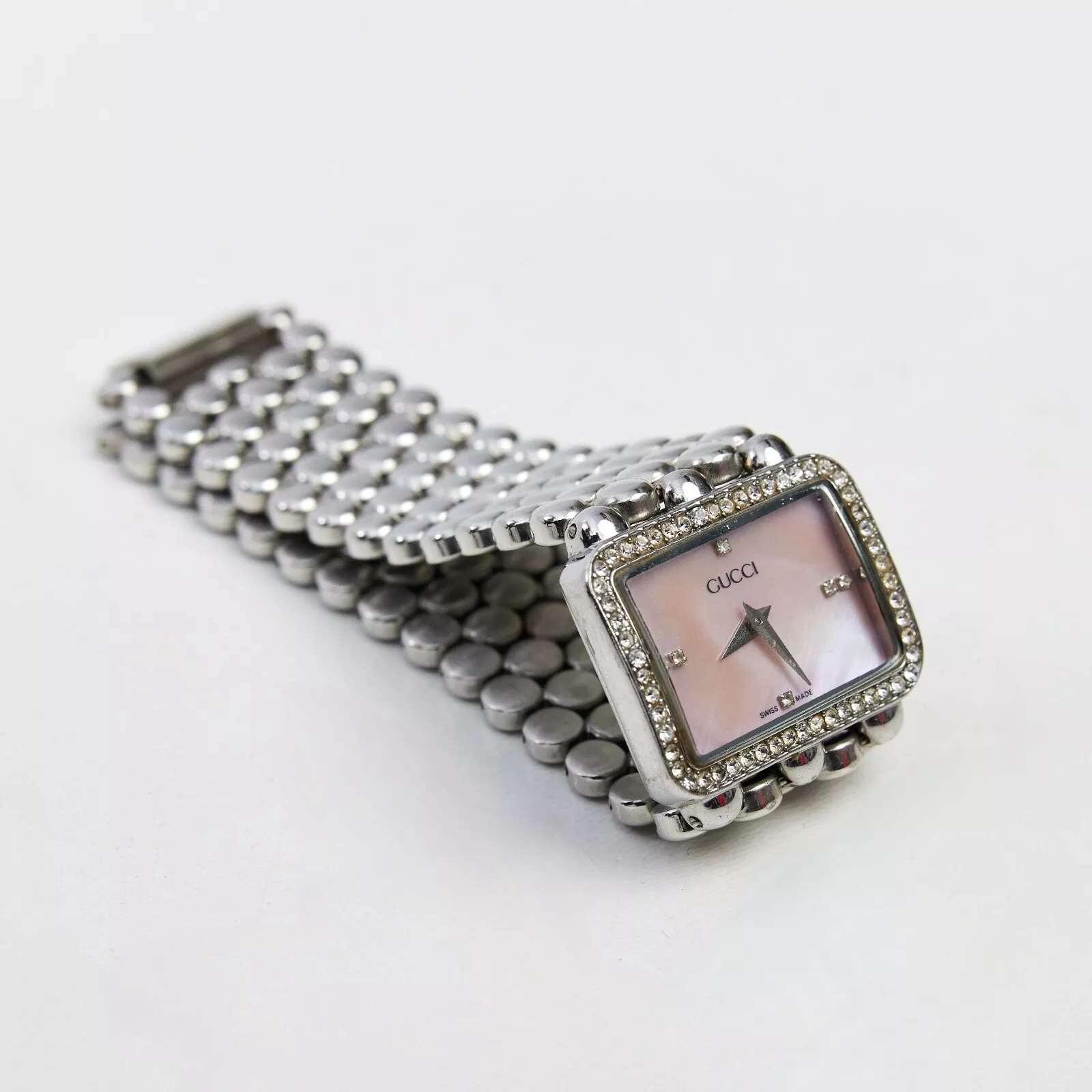 Montre femme Gucci 158 argent vintage en acier inoxydable
