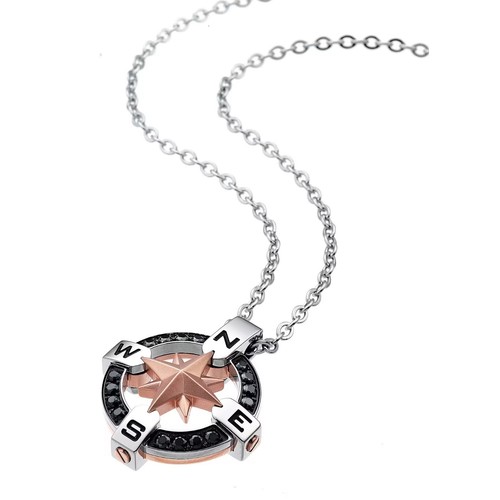 Collana Uomo Zancan Acciaio con Rosa dei Venti rose gold Ref. EHC015