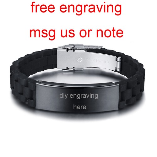Personalized Inspirational Silicone Men's Bracelet Cuff Cross Bible Prayer Gift - Picture 5 of 27