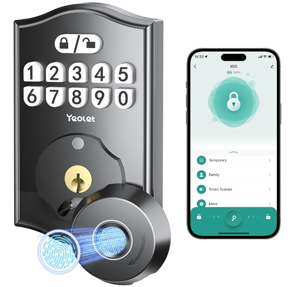 Smart Keyless Fingerprint Deadbolt Lock with App Control for Secure Entry-image