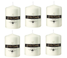 Set of 6 Pillar Unscented Wax Tealight Candles Ivory Small Tea Lights 2.8"X3"