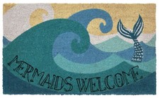 MYTHICAL MERMAID VINYL BACK COIR DOORMAT - 24" X 36" - WELCOME MAT