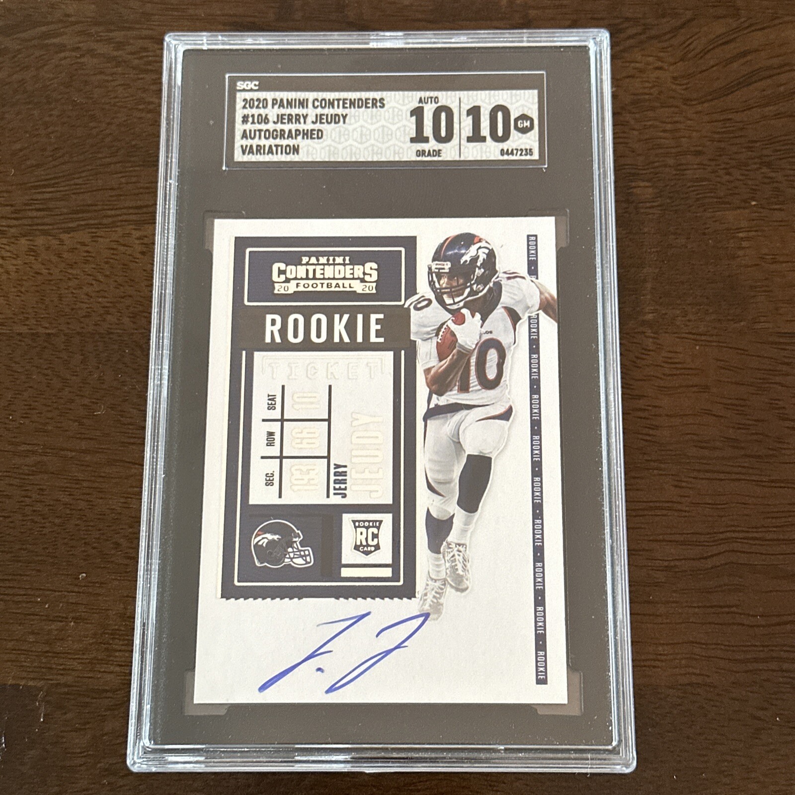 2020 Panini Contenders Jerry Jeudy Rookie Ticket Auto SGC 10/10 Denver Broncos
