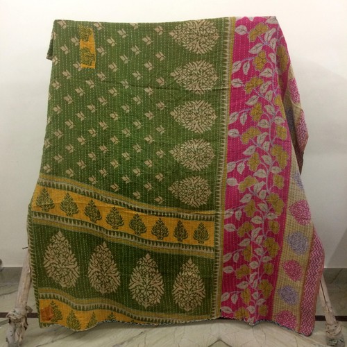 Indian Vintage Decorative Kantha Quilt Quilts Bedspreads Coverlet Blanket Throw - Picture 7 of 35
