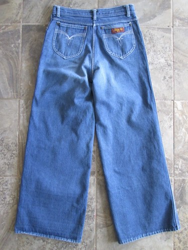 "Vintage '45" Women's Blue Jeans 15 29x28 Wide Leg Cotton High Waist Hong Kong - Imagen 7 de 9