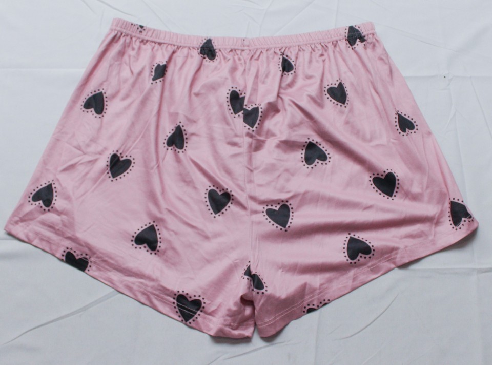 Shein Women's Heart Print PJ Set With Sleep Mask EJ2 Dust Pink Size XL