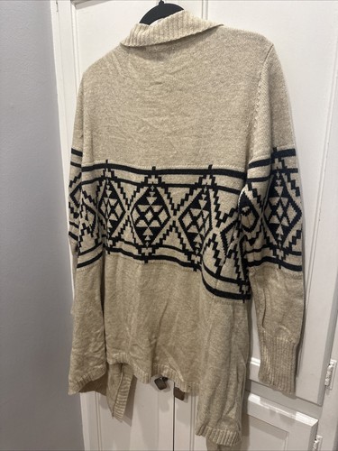 Love Stitch Women's Sweater Cardigan Size Large Beige & Black Open Front - Picture 5 of 6