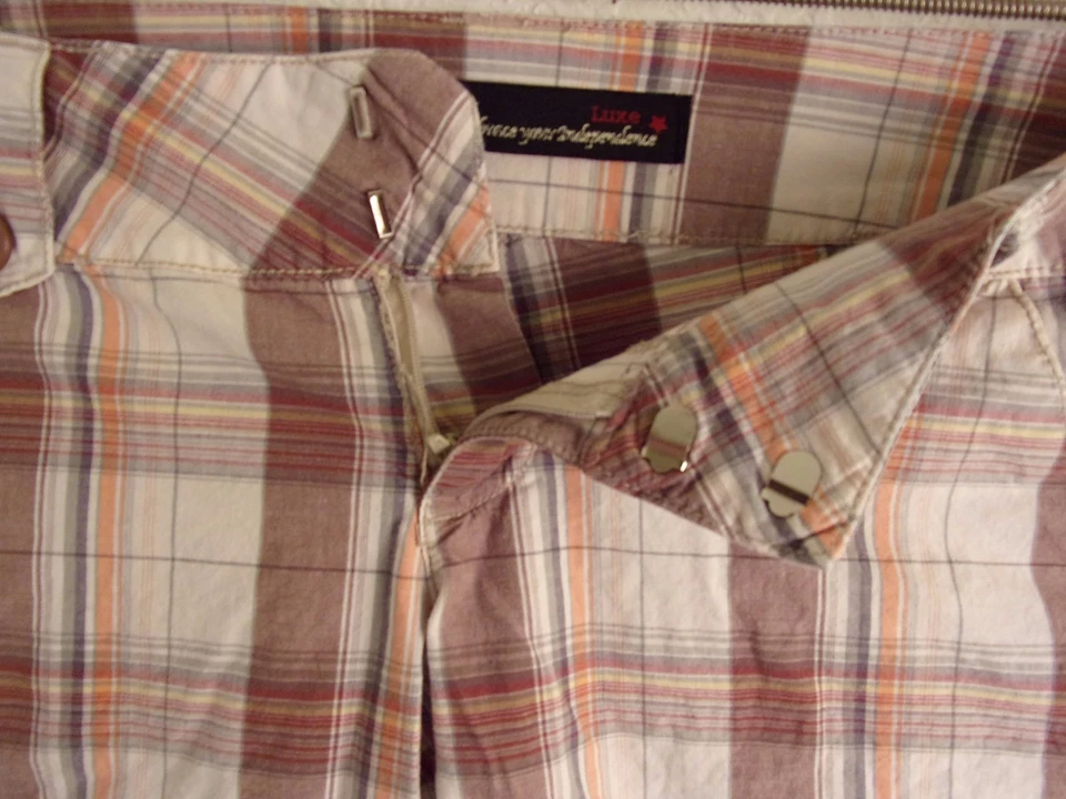 L.E.I. Bermudas Pantalones Cortos Junior Talla 9 Cuadros Marrón Blanco Naranja Para Mujer Algodón  Foto 4 de 4