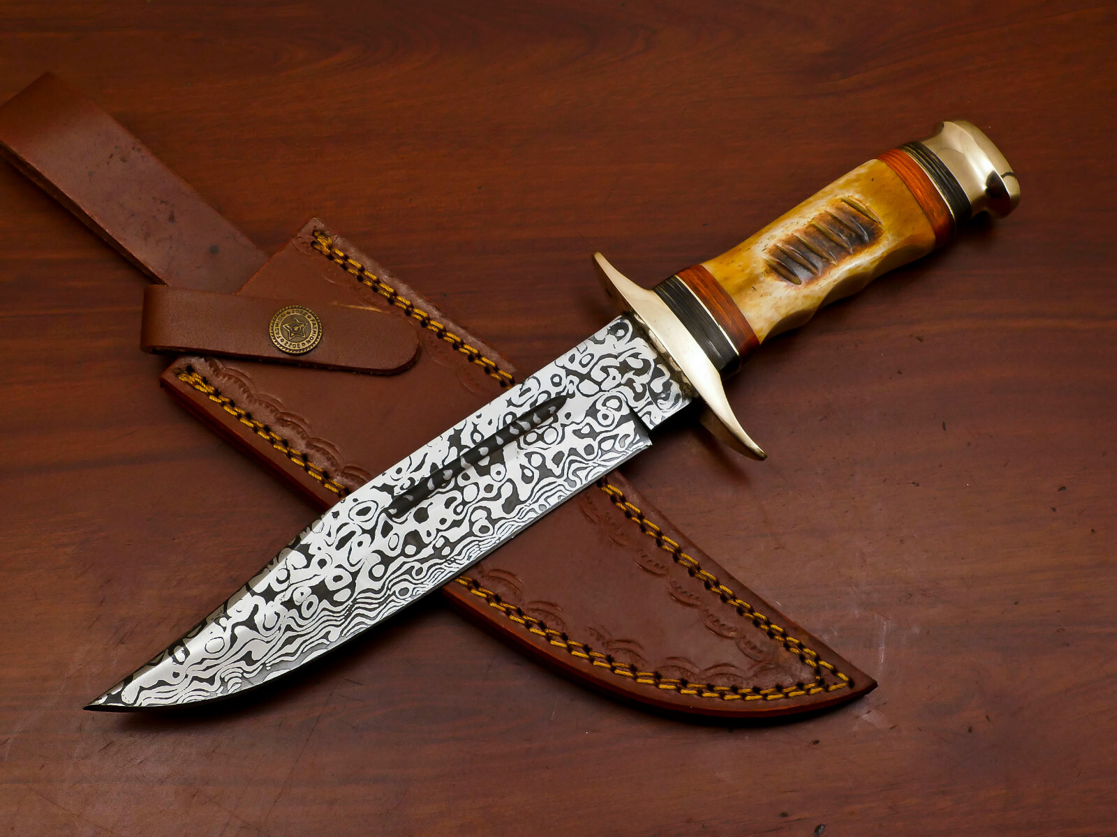 Rody Stan HAND MADE D2 STEEL ACID ETCHING BLADE HUNTING BOWIE KNIFE