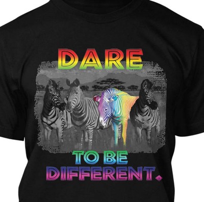 Dare To Be Different Shirt, Zebra, Stripes, Cool Shirt, Unique, black shirt - sm