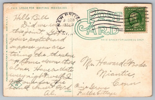 Postcard: Walnut Hill Park, New Britain, CT, W. Woolworth, Divided Back, Posted - Picture 2 of 2