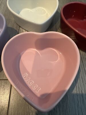 Williams Sonoma Set of 4 Ceramic Heart Shaped Ramekins Pink Purple